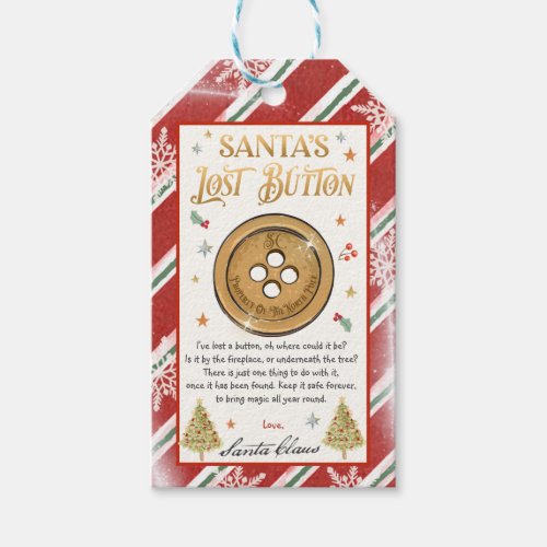 Santas Lost Button Christmas Eve Box Filler Gift Tags