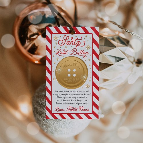 Santas Lost Button Christmas Eve Box Filler Gift Tags
