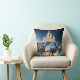 Santa's Magical Castle Delivery Throw Pillow