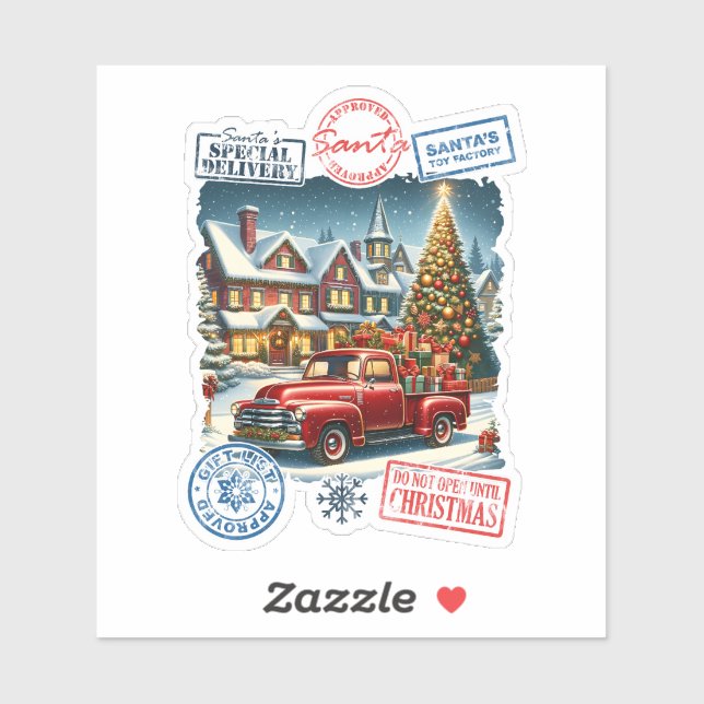 Santa's Magical Christmas Delivery Truck Sticker (Sheet)