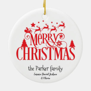 Santa's Magical Flying Reindeer Names   Christmas Ceramic Ornament