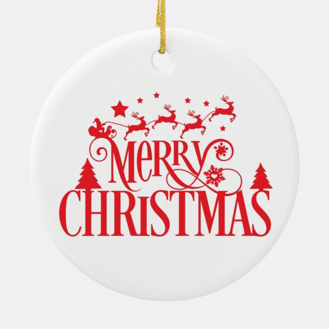 Santa's Magical Flying Reindeer Names | Christmas Ceramic Ornament (Back)