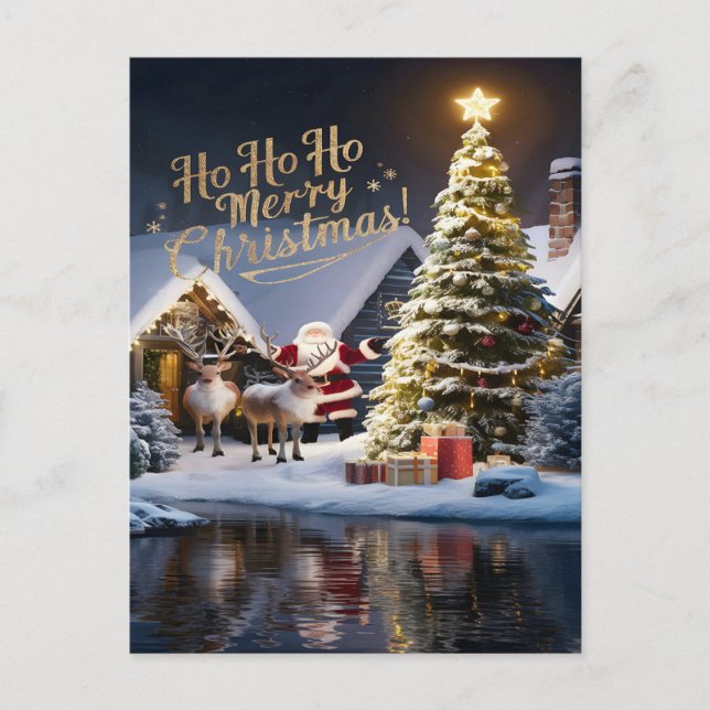 Santa's Magical Reindeer Flight Postcard (Front)