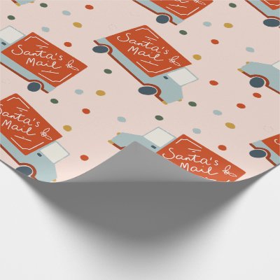 Santa&#39;s Mail Truck Illustration Wrapping Paper