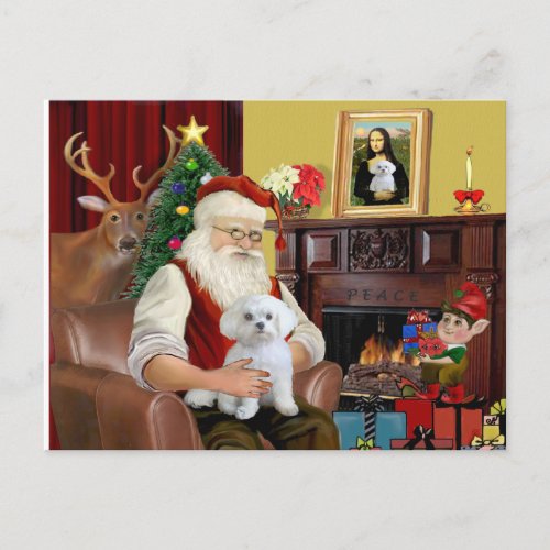 Santas Maltese Holiday Postcard