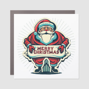 Santa's Merry Message Spreading Christmas Joy Car Magnet