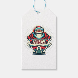 Santa's Merry Message Spreading Christmas Joy Gift Tags