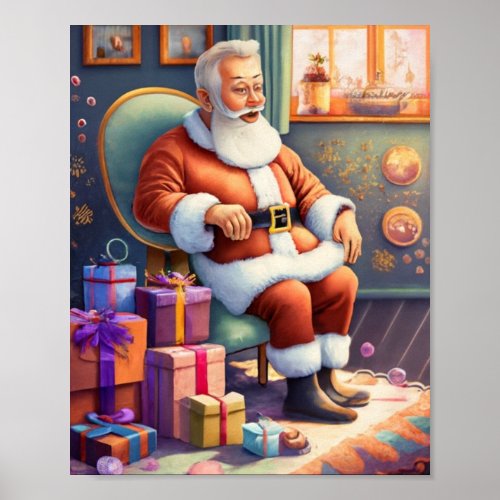 Santas Midnight Marvel A Festive Portrait Poster