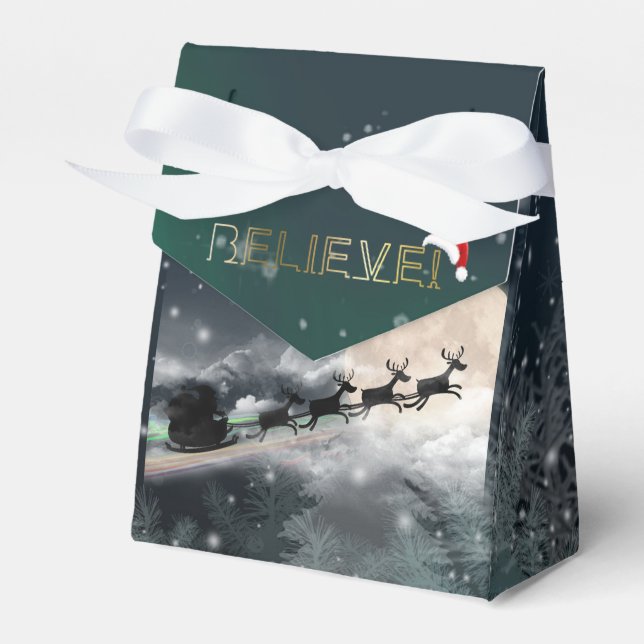 Santa's Midnight Ride Christmas Ribbon Favor Box (Front Side)