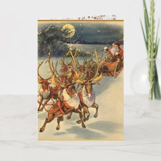 Santa's Midnight Ride Holiday Christmas Card