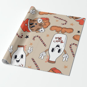 Santa's Milk & Cookies Fun Pattern Wrapping Paper