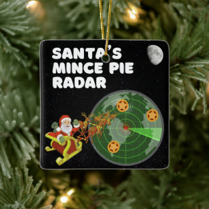 Santa's Mince Pie Radar Ceramic Ornament