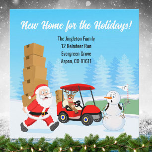 Santa's Moving Boxes with Reindeer on Golf Course Announcement
