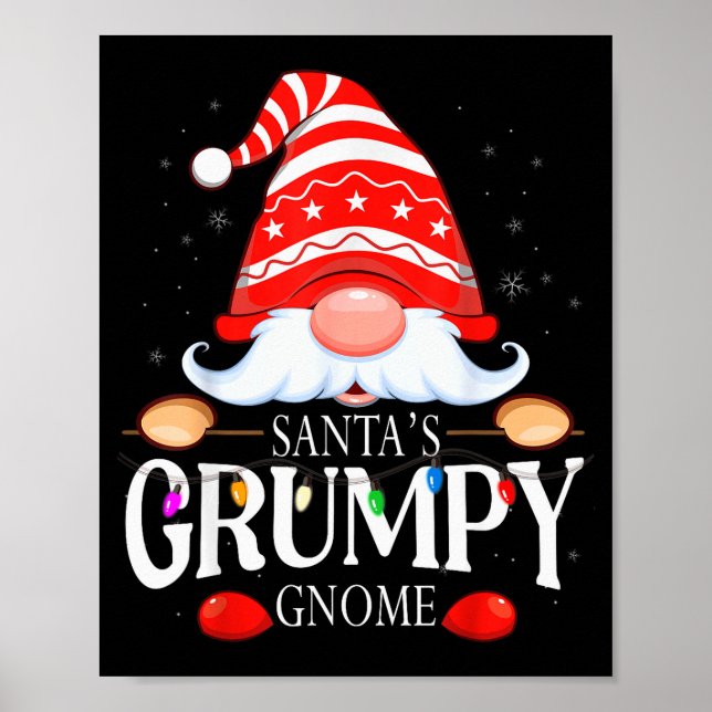 Santa's Mpy Gnome Matching Christmas Pajama  Poster (Front)