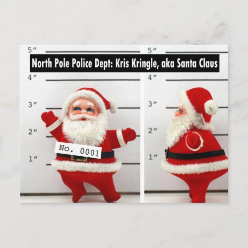Santas Mug Shot Holiday Postcard