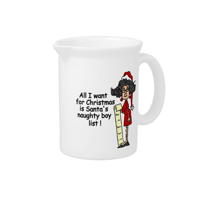 Santa's Naughty Boy List Beverage Pitcher (Right)