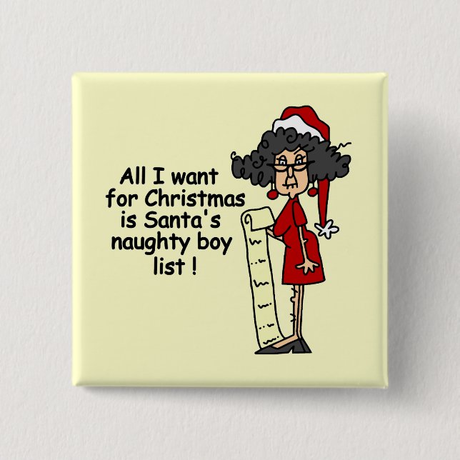 Santa's Naughty Boy List Button (Front)