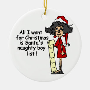Santa's Naughty Boy List Ceramic Ornament