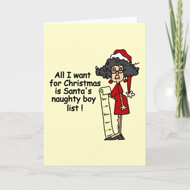Santa's Naughty Boy List Holiday Card (Front)