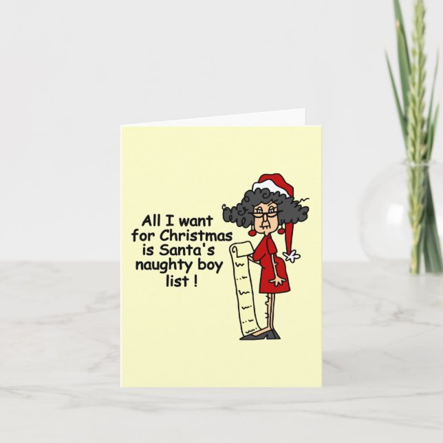 Santa's Naughty Boy List Holiday Card (Front)