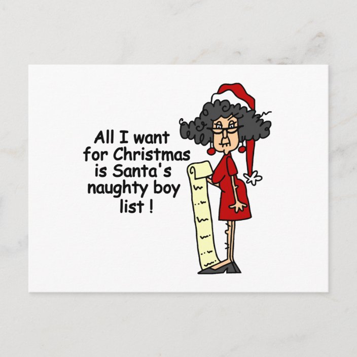 Santas Naughty Boy List Holiday Postcard 9132