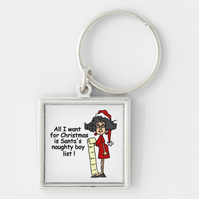 Santa's Naughty Boy List Keychain (Front)