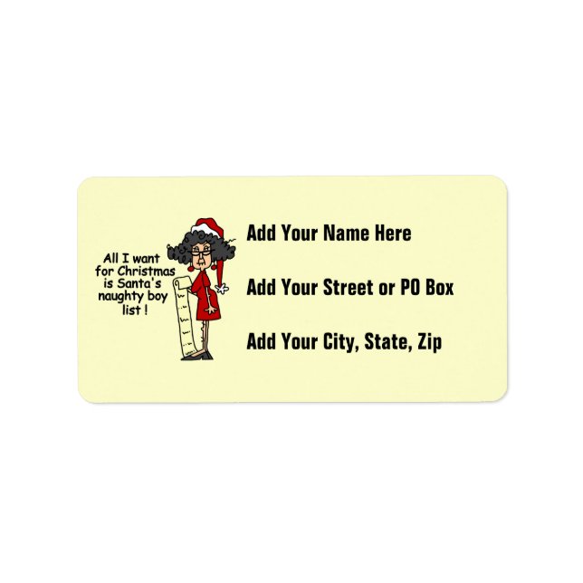 Santa's Naughty Boy List Label (Front)