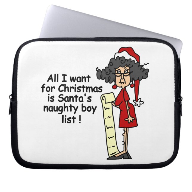 Santa's Naughty Boy List Laptop Sleeve (Front)