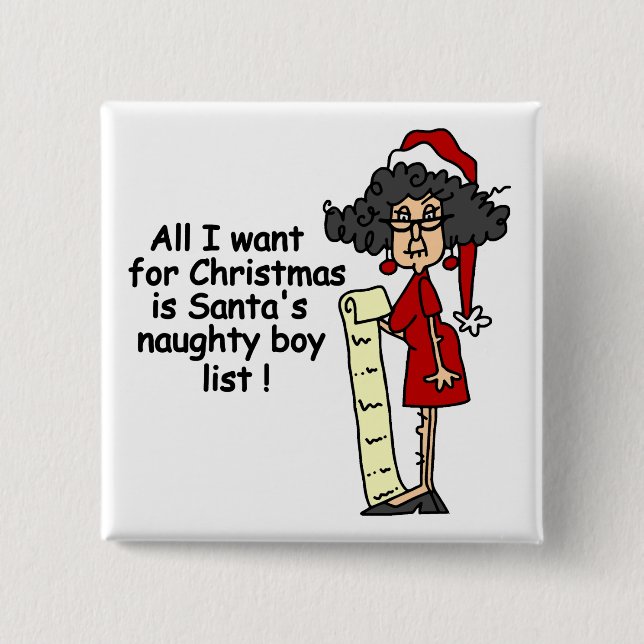 Santa's Naughty Boy List Pinback Button (Front)