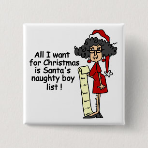 Santa's Naughty Boy List Pinback Button