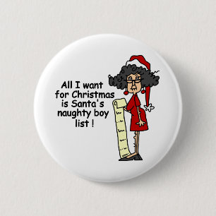 Santa's Naughty Boy List Pinback Button