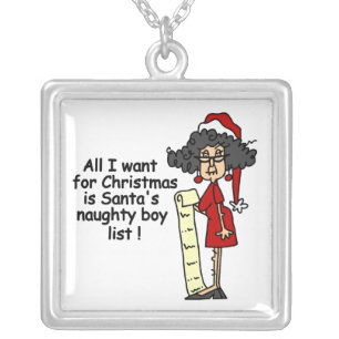 Santa's Naughty Boy List Silver Plated Necklace