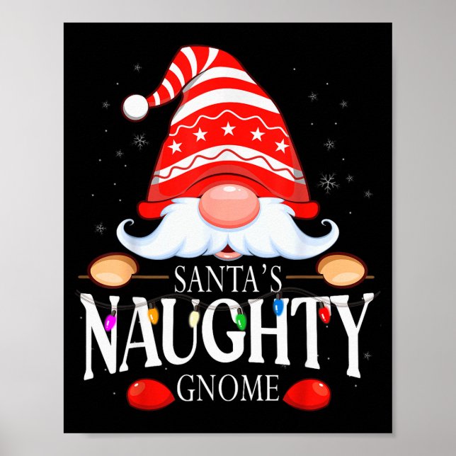 Santa's Naughty Gnome Matching Christmas Pajama  Poster (Front)