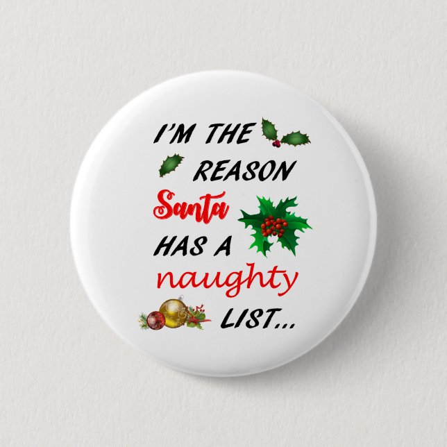 Santa's Naughty List Button (Front)