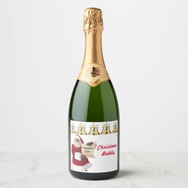 Santa's Naughty List Christmas Bubbly Label (Front)