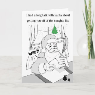 Santa's Naughty List, Christmas Card & Envelope