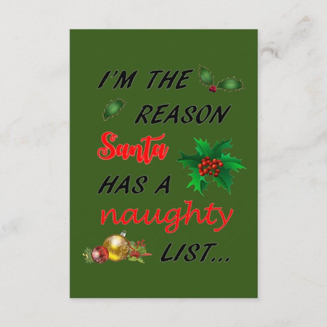 Santa's Naughty List Enclosure Card (Front)
