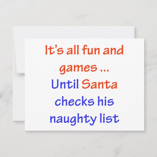 Santa's Naughty List Holiday Card (Front)