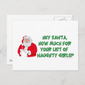 Santa's Naughty List Holiday Postcard (Front/Back)