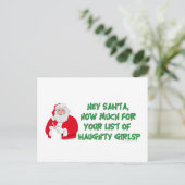 Santa's Naughty List Holiday Postcard (Standing Front)
