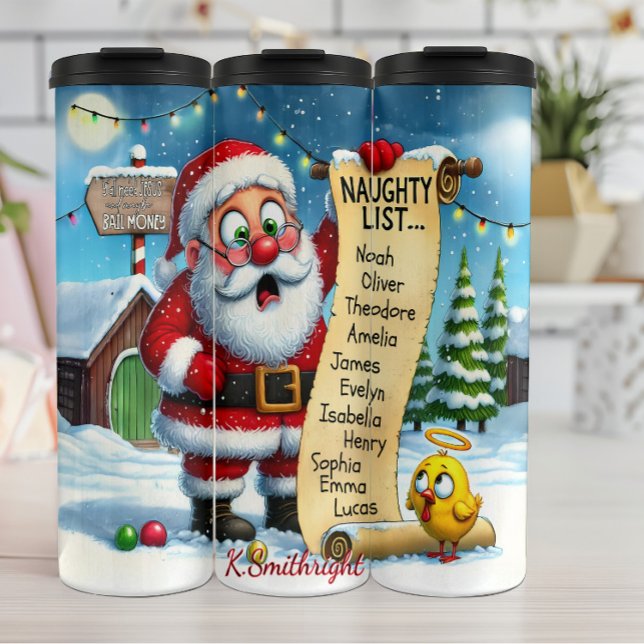 Santa's Naughty List Humor Thermal Tumbler (Creator Uploaded)