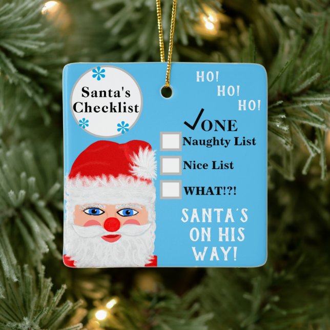 Santa's Naughty Nice List Name Ceramic Ornament (Tree)