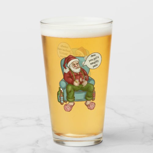 Santas  Naughty Pass Personalize Name Christmas Glass