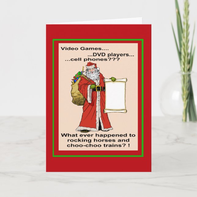 Santa's New Gift List Greetings Card (Front)