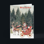 Santa's New Sleigh Faux Embroidery Merry Christmas Card<br><div class="desc">Santa's New Sleigh Merry Christmas Card.    Enjoy the season and this fun holiday card and the embroidery effect. It is cheerful and a unique way to say Happy Holidays!  All easy to personalize. Any design questions,  just send a message and we'll be delighted to assist.</div>