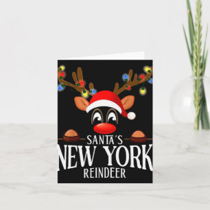 Santas New York Reindeer Funny Xmas Matching Pjs Card