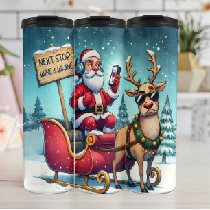 Santa's Next Stop Wine Thermal Tumbler