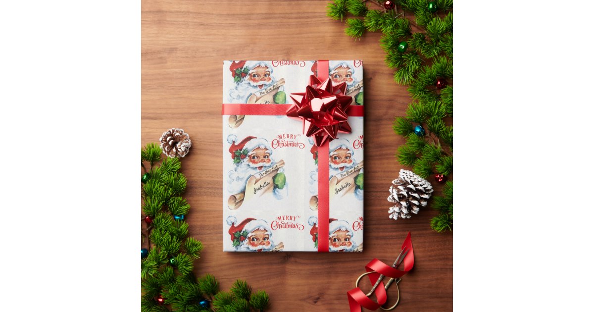 Personalized Christmas Wrapping Paper, Santa North Pole Gift Wrap