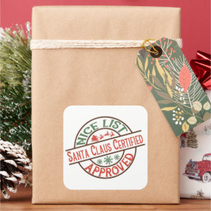 Santa's nice list approved word art Christmas Square Sticker