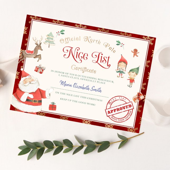 Santa's Nice List Certificate Invitation (Creator Uploaded)